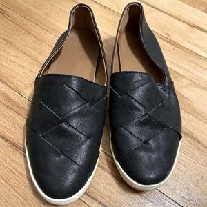 Black diamond patterned Frye loafers